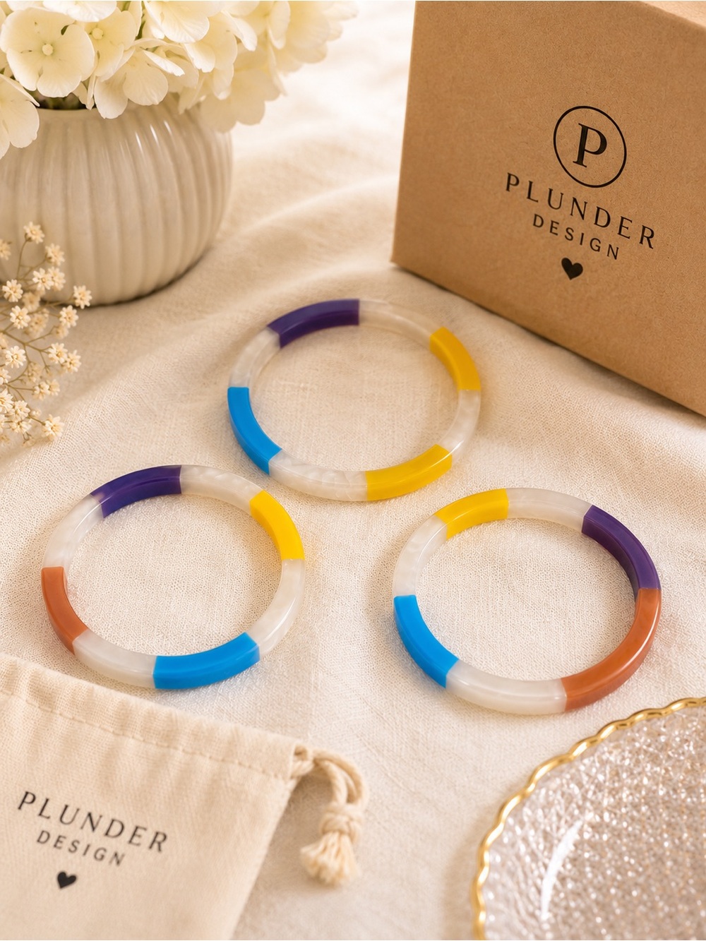 ✨ PLUNDER DESIGN – SET OF 3 COLORBLOCK BANGLE BRACELETS ✨
